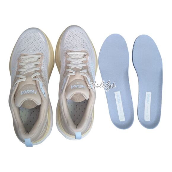 HOKA ONE ONE Bondi 8 Womens 10B Shifting Sand Eggnog Run Walking Comfort Sneaker - Picture 7 of 11